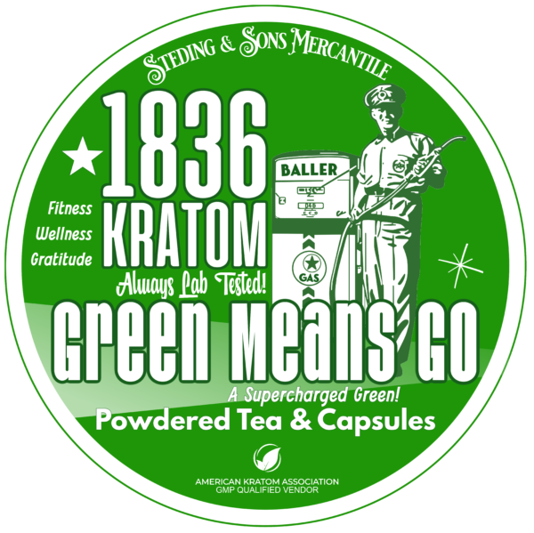 1836 Kratom Green Means Go Capsules at Whole Earth Gifts