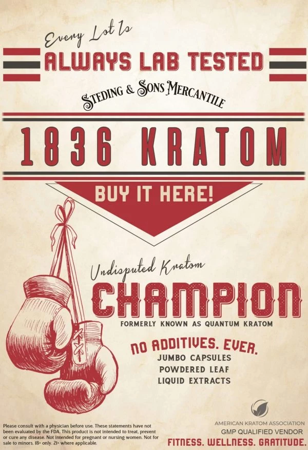 Indonesian Sunrise Capsules, 1836 Kratom - Vintage Boxing Poster